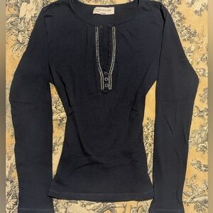 Jones New York Navy Long Sleeve Top